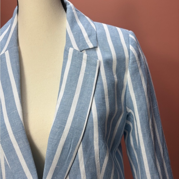 Philosophy Blue & White Striped Linen Blend Blazer – Sz S - Picture 8 of 9
